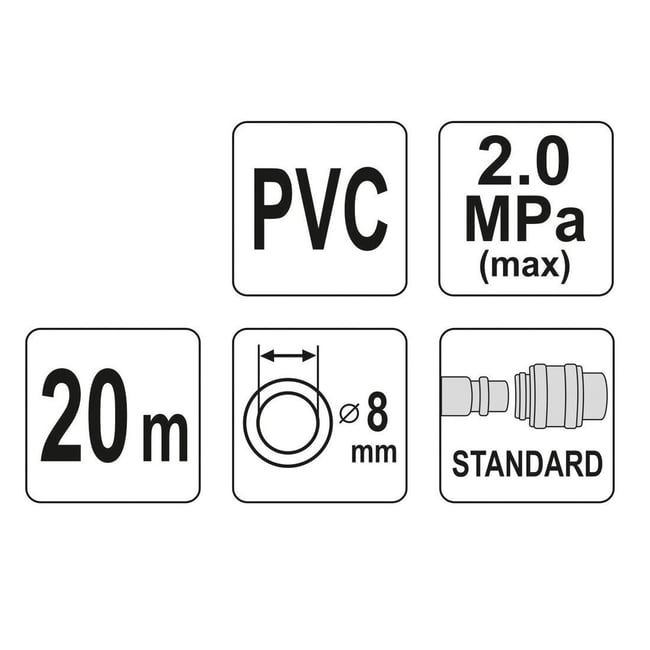 Furtun compresor, Yato YT-24221, 20 m, 20 bar, 1/4 inch mama-1/4 inch tata