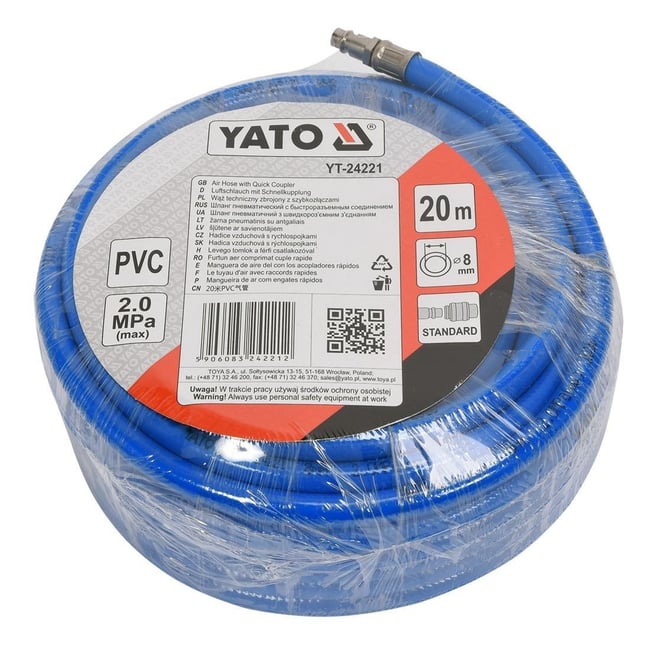 Furtun compresor, Yato YT-24221, 20 m, 20 bar, 1/4 inch mama-1/4 inch tata