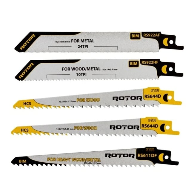 Set 5 Panze fierastrau sabie pentru lemn/metal ROTOR RSS1
