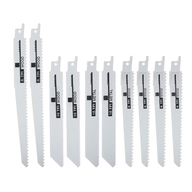 Set panze fierastrau electric tip sabie pentru lemn si metal, 10 piese