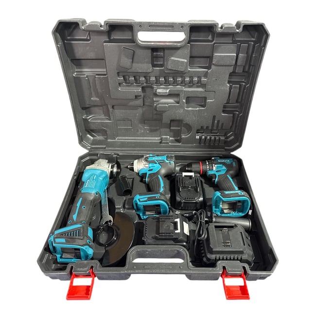 Set 3 piese scule electrice 88V cu 2 acumulatori 5Ah, DOTVIX, Bormasina cu Impact + Flex unghiular + Autofiletanta cu Percutie