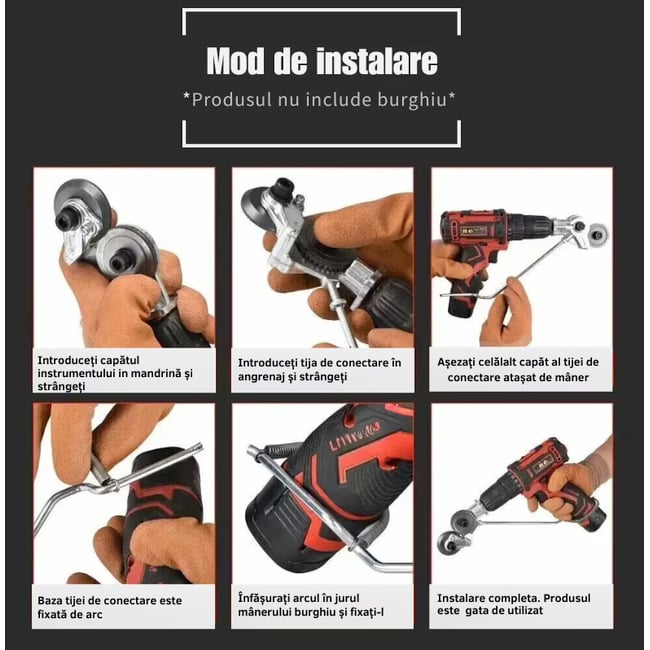 Adaptor taiat tabla cu role pentru bormasina, masina gaurit