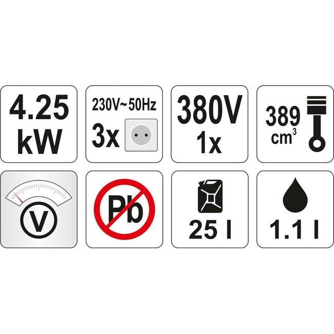 Generator de curent electric, monofazicei trifazic, pe benzina, Yato YT-85460, 4 Timpi, 4.25 kW