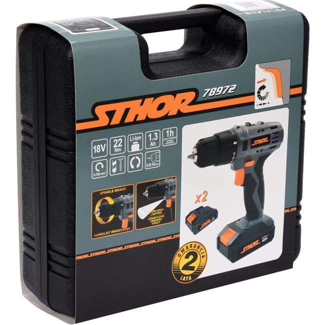 Masina de gaurit si insurubat, Sthor 78972, cu 2 acumulatori, 18 V, 1.3 Ah, Li-Ion