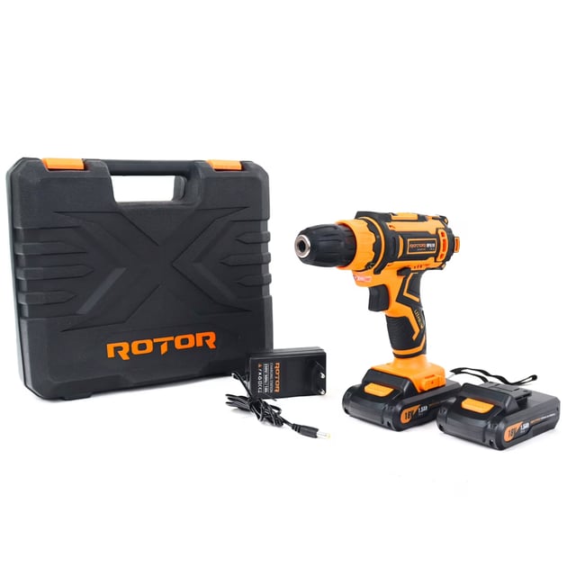 Masina de gaurit si insurubat, Rotor RPA18, cu 2 acumulatori, 18 V, 1.5 Ah, Li-Ion, 1350 RPM, 27 Nm