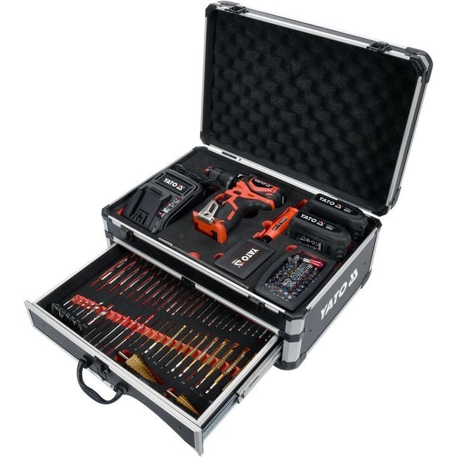 Masina de Gaurit si Insurubat cu Percutie cu 2 Acumulatori, Li-Ion, 18 V, 2 Ah, 42Nm, Motor Fara Perii, Led Iluminare, Valiza Speciala + Accesorii