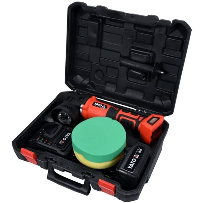 Masina de lustruit cu 1 acumulator, Yato YT-82920, Li-Ion, 18 V, 3 Ah, 150 mm, valiza plastic