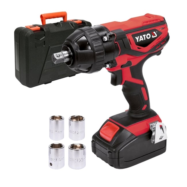 Masina de insurubat, cu impact, Yato YT-82804, 1 acumulator, 18 V, 2 Ah, Li-Ion, 300 Nm, valiza plastic, accesorii