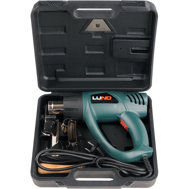 Suflanta cu aer cald, Lund 79325, 2000 W, cu accesorii, in valiza