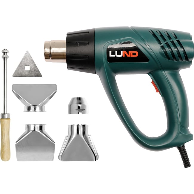 Suflanta cu aer cald, Lund 79325, 2000 W, cu accesorii, in valiza