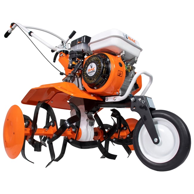 Motosapa pe benzina Ruris DAC 6000K, 7 CP, 163 cc, 4 timpi, 2+1 viteze, 83 cm latime lucru, 29 cm adancime lucru, roti cauciuc 4.00-8 incluse