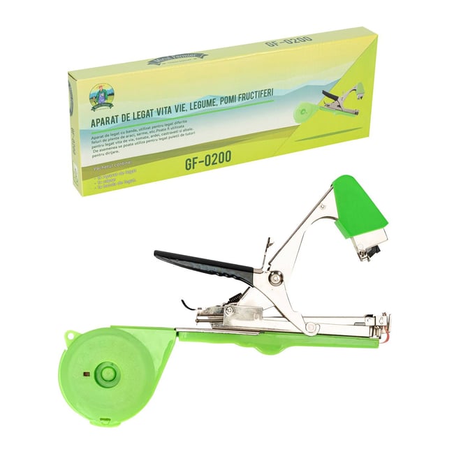 Aparat pentru legat vita de vie, legume si pomi fructiferi, Micul Fermier GF-0200, arc si lama de rezerva