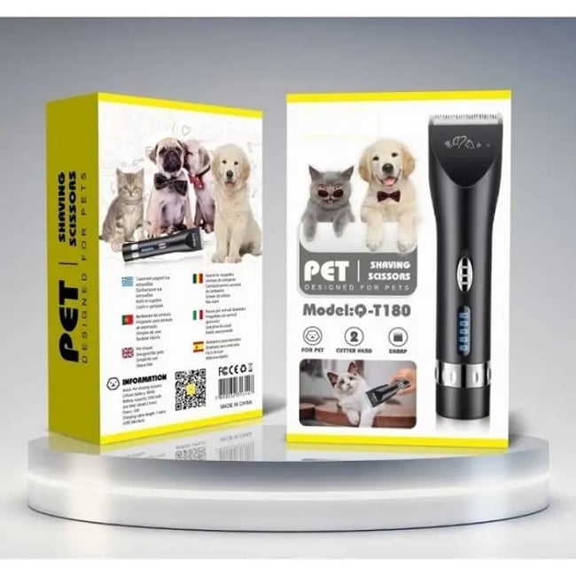 Masina de tuns profesionala, cu acumulator, pentru caini, pisici, lama din otel inoxidabil, indicator led baterie, 1200mah, putere 10w, negru