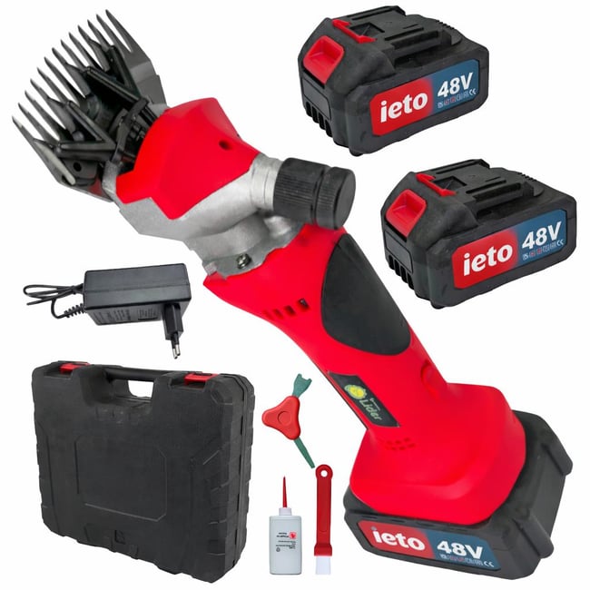 Masina de tuns oi cu acumulator, IETO, 48 V, 6000 mAh, 2 acumulatori, accesorii incluse, cutie de transport si depozitare