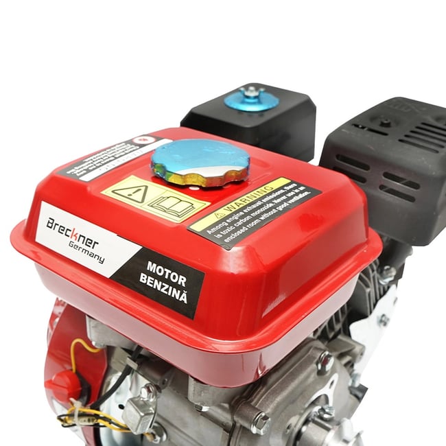 Motor pe benzina de uz general Breckner BK98452, 7.5 CP, ax cilindric cu pana 20mm, 4 timpi, filtru de aer umed, fulie cu 2 canale inclusa