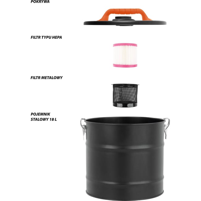 Filtru aspirator cenusa, 18 Litri, Vorel, 72920