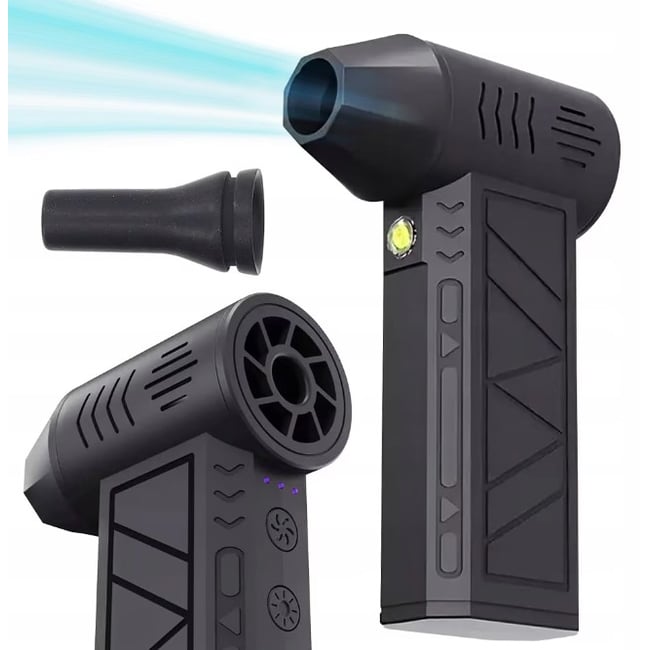 Suflanta aer portabila, brushless, indicator baterie, turbo fan, 130000 RPM, 3 trepte de putere, baterie 5000 mAh, negru