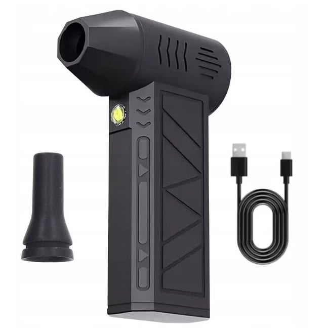 Suflanta aer portabila, brushless, indicator baterie, turbo fan, 130000 RPM, 3 trepte de putere, baterie 5000 mAh, negru