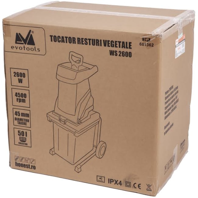 Tocator resturi vegetale Evotools WS 2600 EPTO, electric, 2600 W