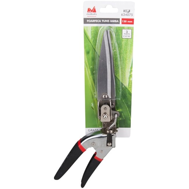 Foarfeca pentru Iarba Evotools 634075, 33cm Lungime, 13cm Lungime Lama, 0°/45°/90° Unghi Taiere