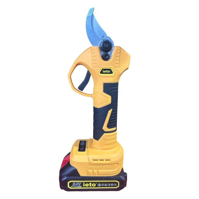 Foarfeca electrica de gradina, pentru taiat crengi pomi, IETO 24 V, cu 2 acumulatori Li-ion 2000 mAh