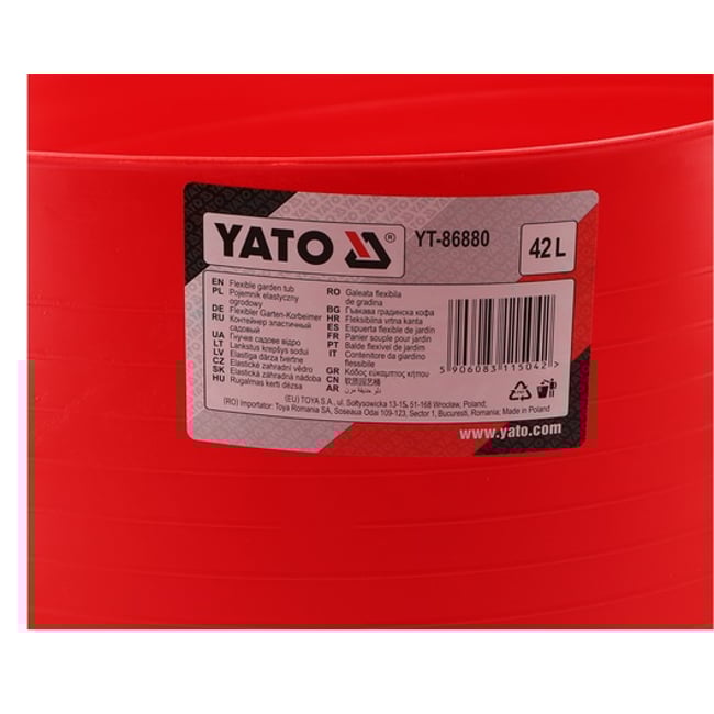 Galeata flexibila pentru gradina si gospodarie 42L, rosu, 375x480mm, rezistent la UV, Yato YT-86880