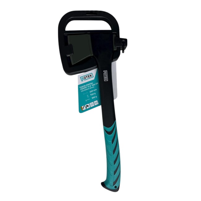 Topor pentru despicat, ROTEK 180074, coada poliamida armata cu fibra, protectie lama, 9500 g, lungime 450 mm