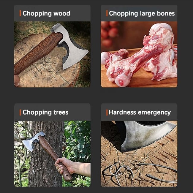 Secure-Topor forjat manual cu maner din lemn pentru despicat, 370 mm, 900g, model ST-054