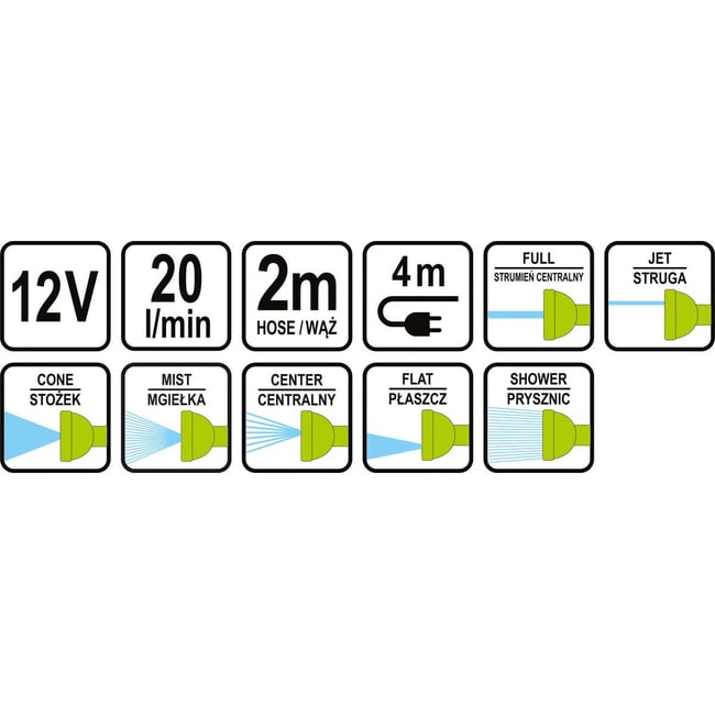 Pistol de stropit portabil, Vorel 82992, 12V 20L/min