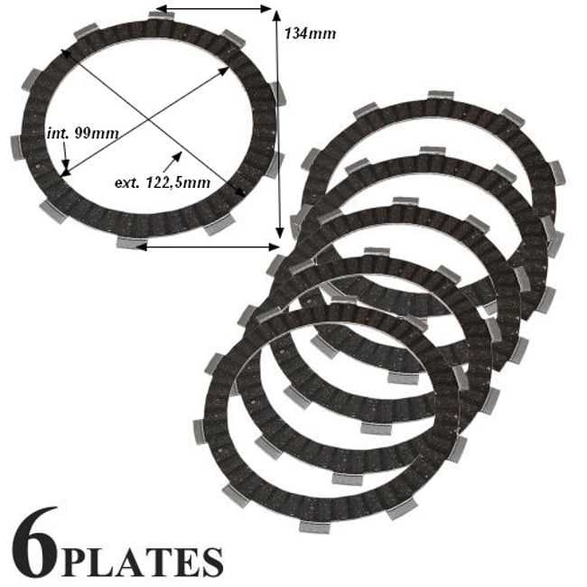 Set 6 discuri ambreiaj / Atv, 10 ghidaje, exterior 134 mm