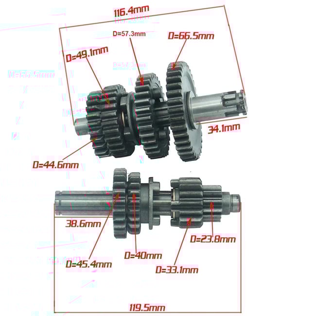 Set grup pinioane cutie de viteze 50cc, 110cc, 125cc, 12/17mm