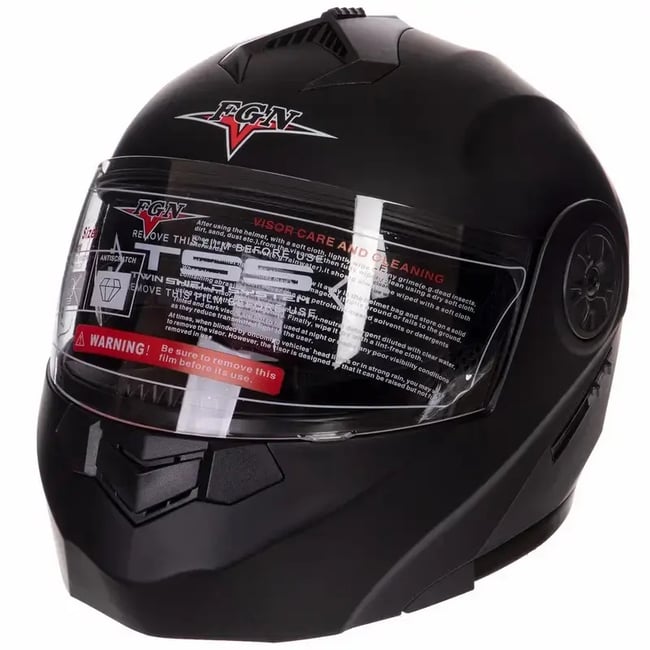 Casca flip up FGN cu ochelari de soare, negru mat