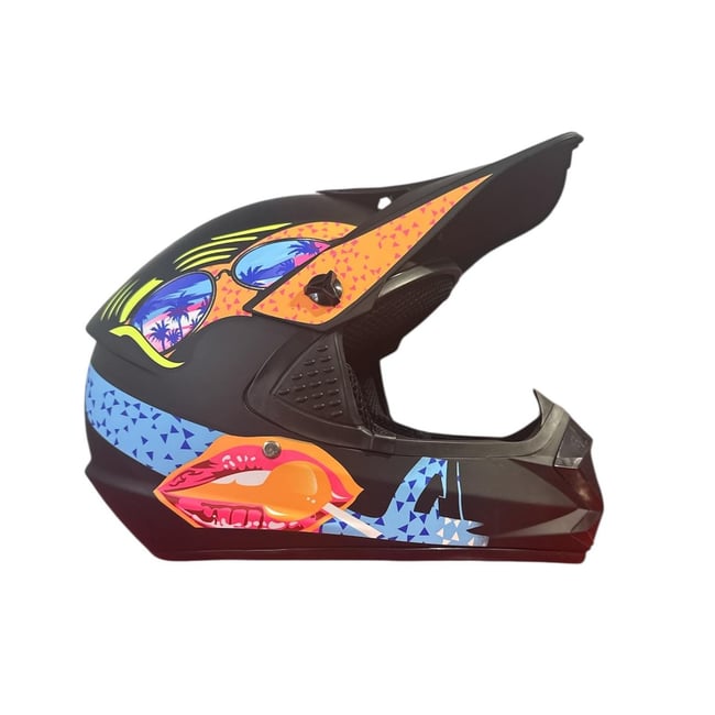 Casca cross Atv, Enduro FGN PLUS, culoare negru/multicolor, marimea XL (61-62)