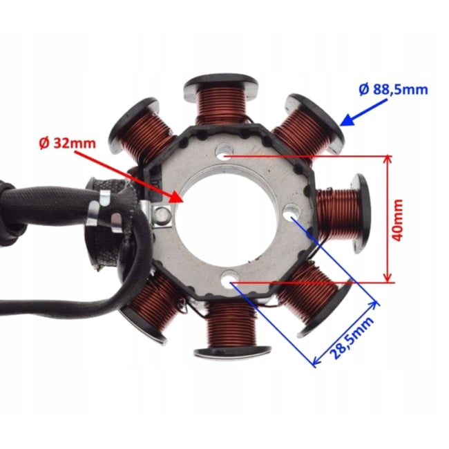 Magnetou / stator aprindere Atv 125cc - 200cc, 8 bobine, 5 fire