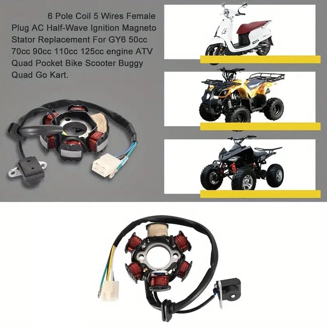 Magnetou / stator aprindere Atv 110cc - 125cc, 6 bobine, 5 fire, model 2