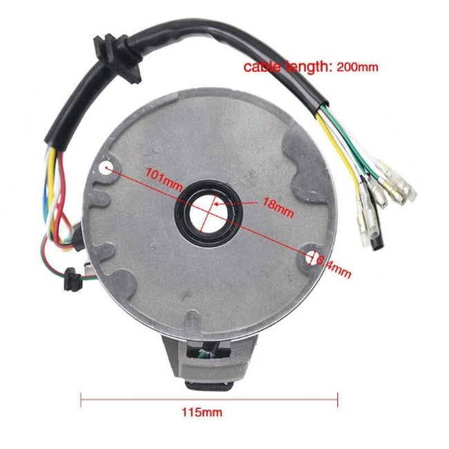 Magnetou / stator aprindere Cross - Atv 50cc - 125cc, 2 bobine, 5 fire, cu simering