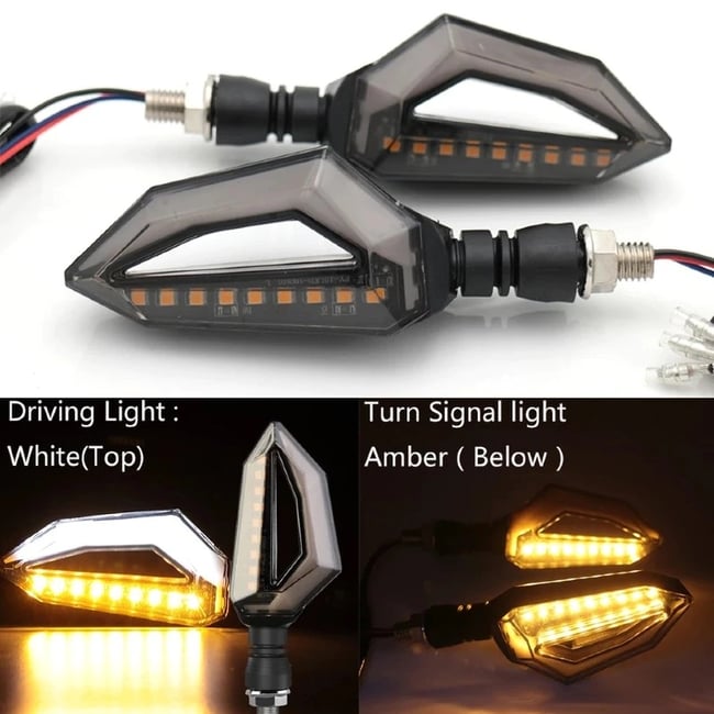 Set 2 semnalizari moto cu led 12V, semnalizare galbena si pozitie alba