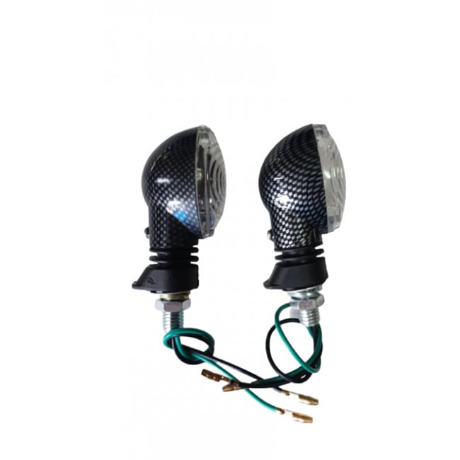Set Doua Semnalizari Moto cu Bec 12V, Model carbon ovale