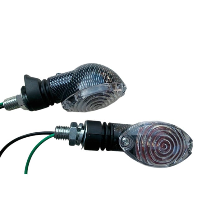 Set Doua Semnalizari Moto cu Bec 12V, Model carbon ovale