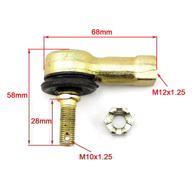 Set 2 capete de bara stanga-dreapta Atv, filet interior M12, filet exterior M10