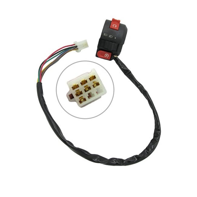 Bloc comanda lumini cu buton pornire, partea stanga, pentru atv 110, 1 mufa, 8 fire