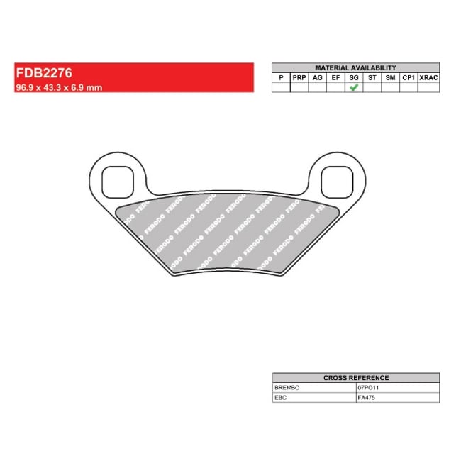 Placute Frana Fata pentru ATV Polaris Scrambler 850, Scrambler 1000, Sportsman 500, Sportsman 550, Sportsman 1000, FERODO FDB2276SG