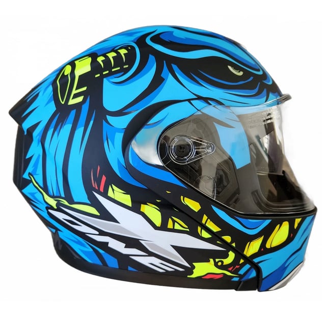 Casca moto flip up X-One cu ochelari de soare, albastru