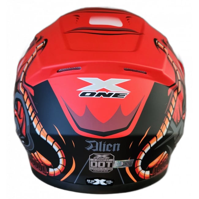 Casca moto flip up X-One "Alien"cu ochelari de soare, negru / rosu