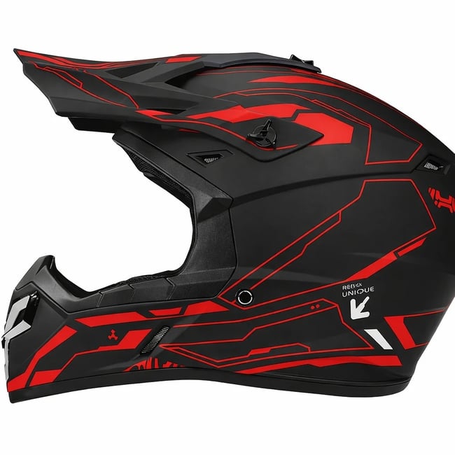 Casca cross Atv, Enduro SNON, culoare negru/rosu, marimea XL (61-62)