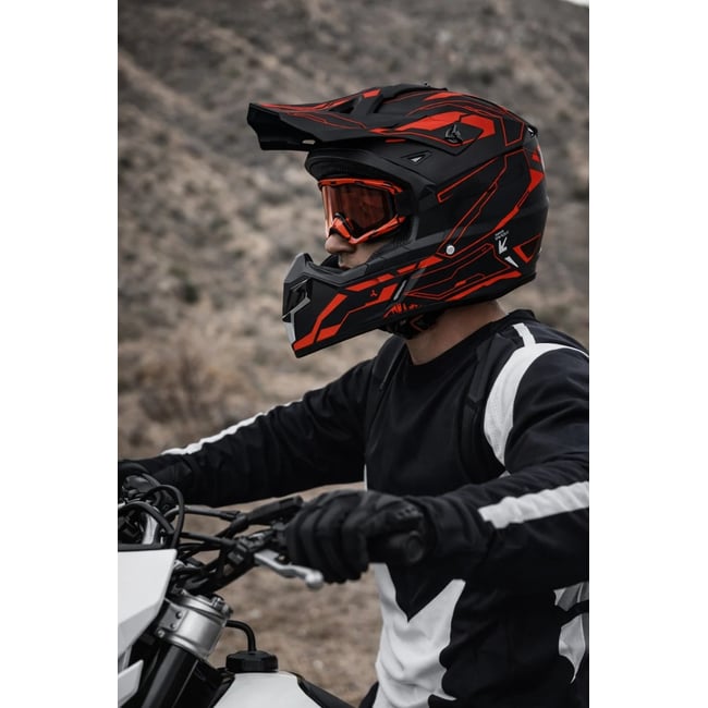 Casca cross Atv, Enduro SNON, culoare negru/rosu, marimea XL (61-62)