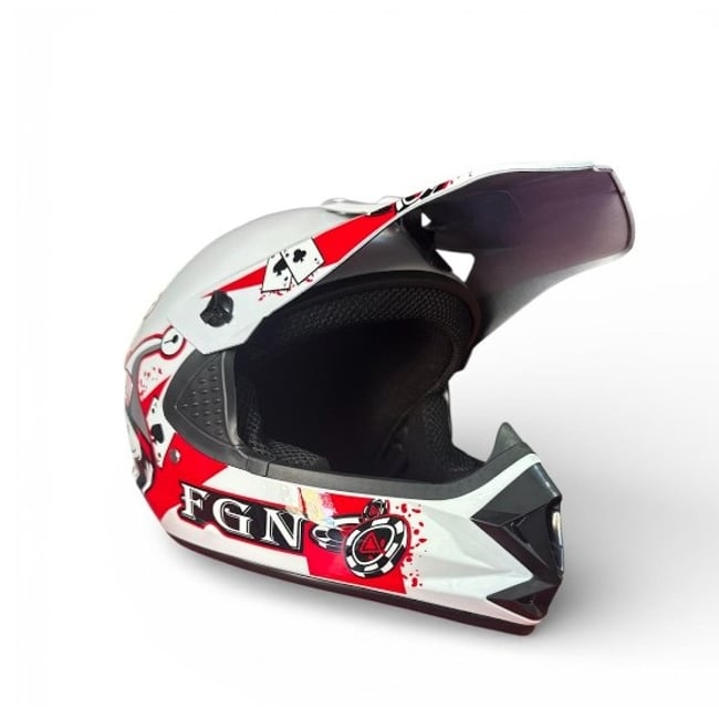 Casca cross Atv, Enduro FGN, culoare alb/rosu, marimea XL (61-62)