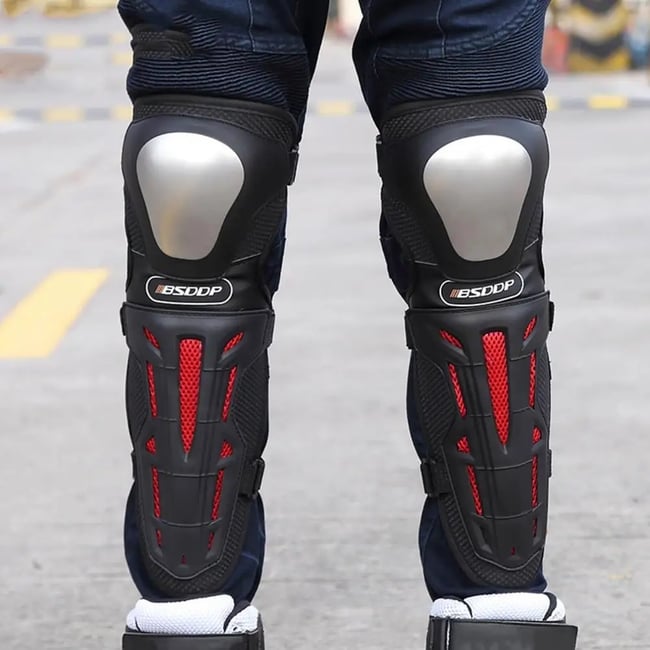 Set protectii moto, genunchere si cotiere, prindere Velcro, benzi elastice, protectie aluminiu, ventilate, Model Pro Moto