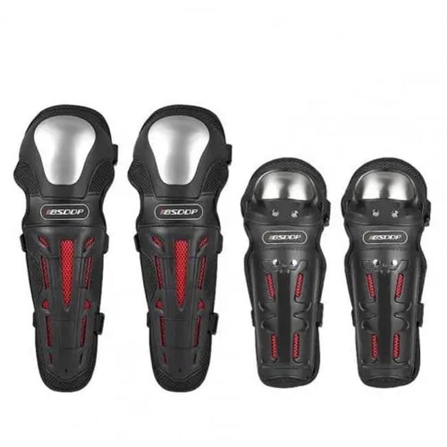 Set protectii moto, genunchere si cotiere, prindere Velcro, benzi elastice, protectie aluminiu, ventilate, Model Pro Moto