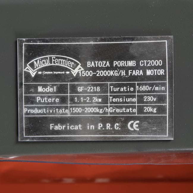 Batoza pentru porumb, Micul Fermier CT2000, 2000 Kg/h, fara motor